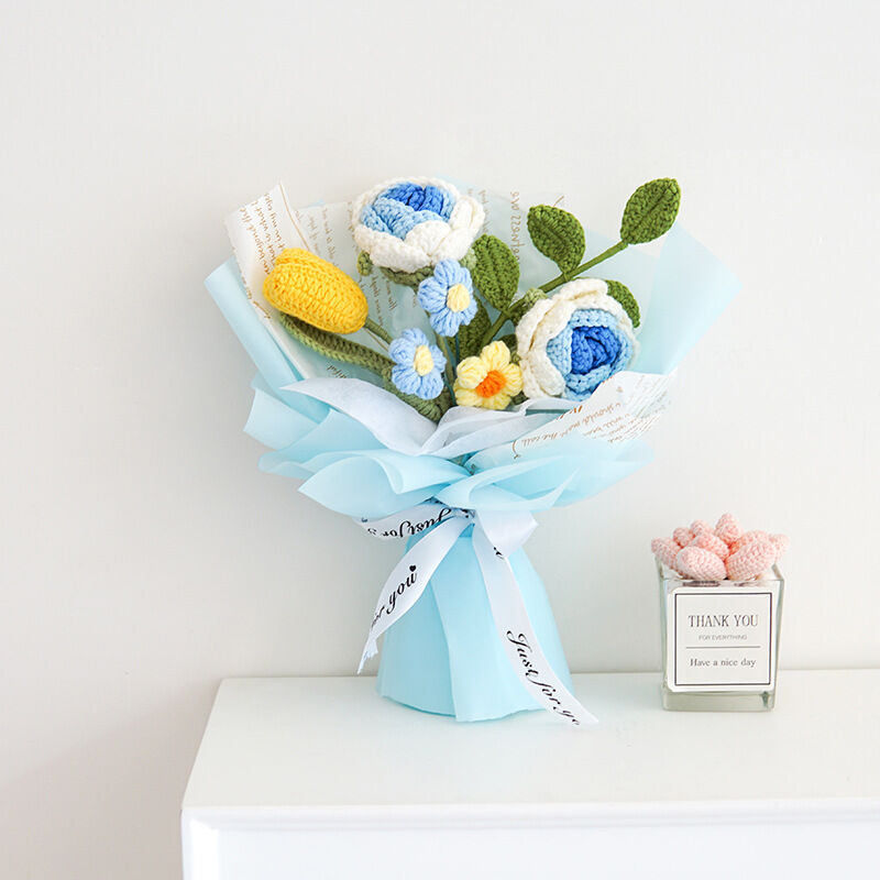 Bouquet de fleurs tricotées à la main - Les fleurs de Maï