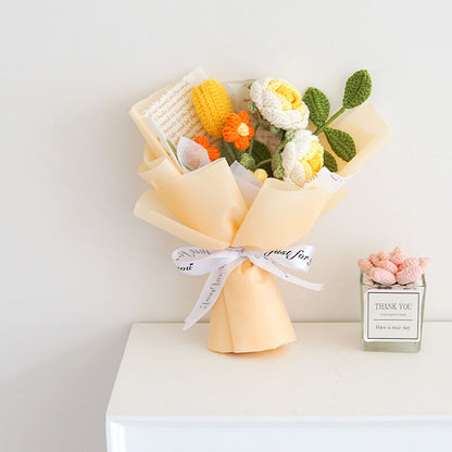 Bouquet de fleurs tricotées à la main - Les fleurs de Maï